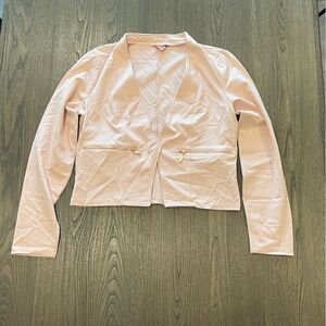NWOT Guess Womens Light Pink Open Front Blazer Cropped Length - Size L